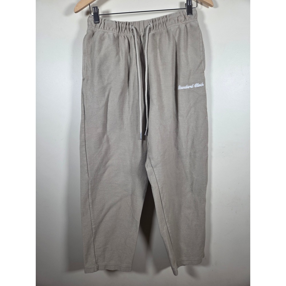 Standard Cloth Textured Cotton Jogger Pants Mens Small Beige Drawstring Casual